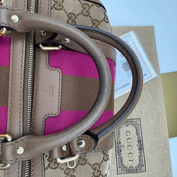 Gucci GG Canvas Boston Bag with Pink/Brown Web Stripe - Picture 8 of 8